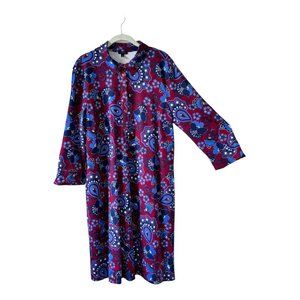 Talbots Jersey Tunic, XL, 3/4 Sleeve, Paisley Maroon, Collared Neckline